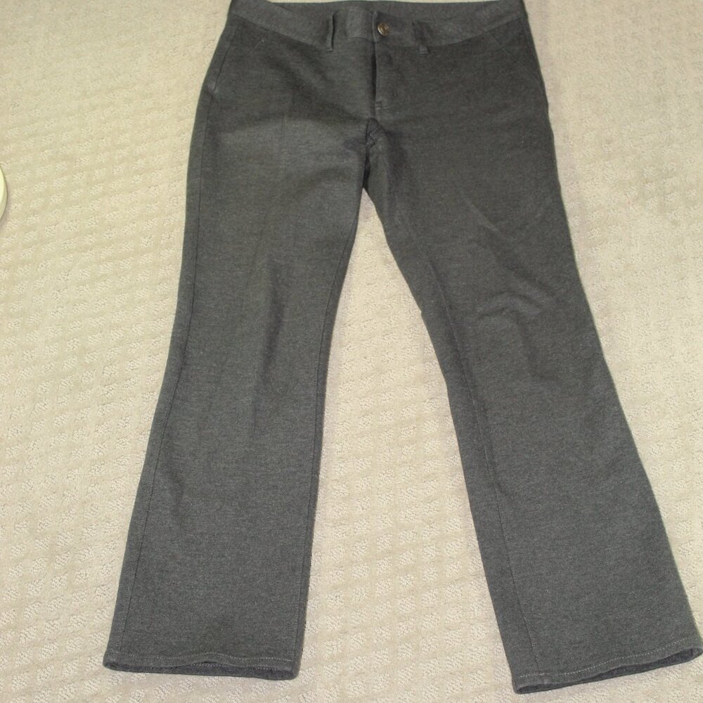 NWOT Eddie Bauer Womens Sz 4P Ponte Knit Gray Pants Super Stretchy Straight Leg